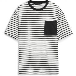 5Pcs Mens Striped T Shirts Short Sleeve Summer Tops with Pocket 