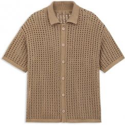 2Pcs Mens Short Sleeve Shirt Button Down Crochet Casual Cardigan Sweater 